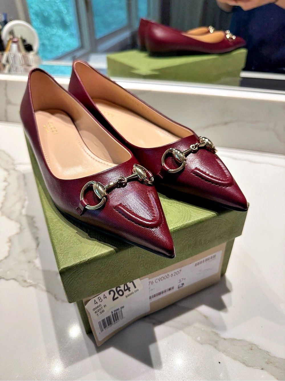 Gucci Horsebit pointed-toe pumps Burgundy